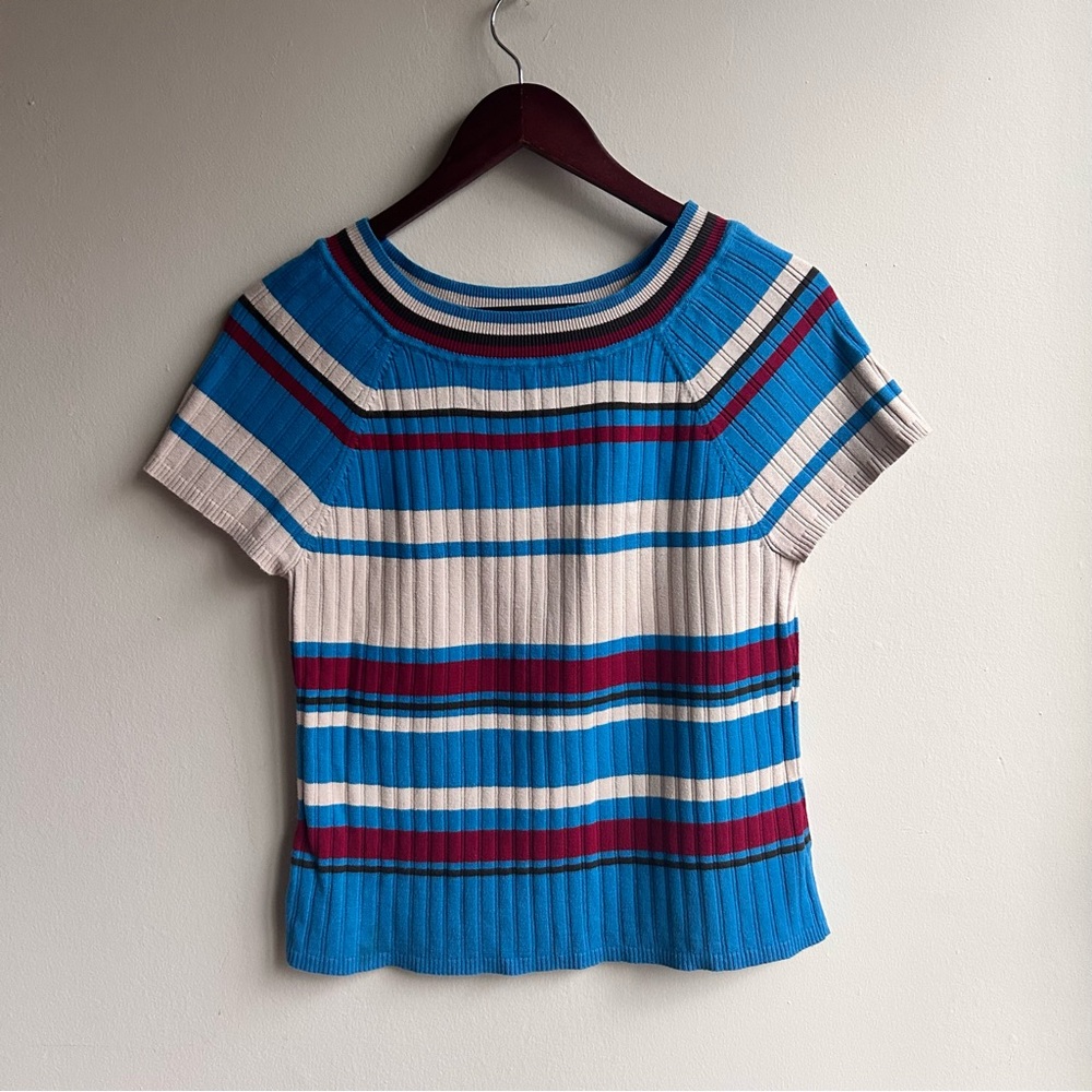 Striped Blue and White Women's Top